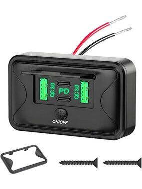108W Car USB Outlet Panel, 4-Port Dual PD & QC3.0 Charger Socket for RVs